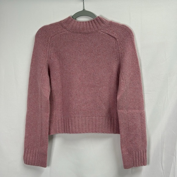 VINCE Cropped 100% Cashmere Mock Neck Sweater Pink Size Medium - Picture 4 of 6